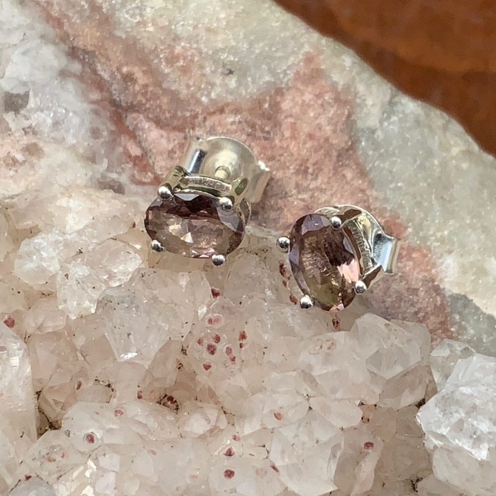 FACETED WATERMELON TOURMALINE 925 STERLING SILVER EARRINGS